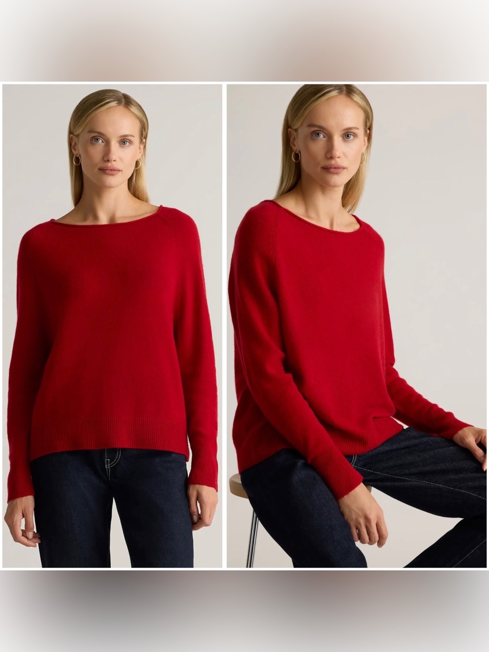 QUINCE Mongolian Cashmere Lightweight Soft Cozy City Chic Boatneck Sweater Sz L